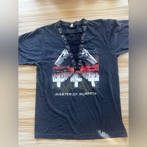 Black Metallica Graphic Lace-Up Master of Puppets Shirt